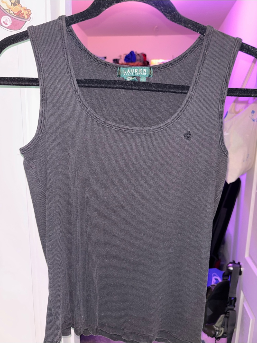 Lauren Ralph Lauren Charcoal Ribbed Tank Top